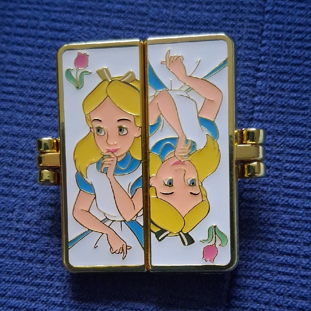 Disney Gold and Blue Alice In Wonderland Loungefly Enamel Pin